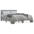 Bed frame carved wood metal grey Sonoma oak 140x190 cm