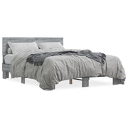 Bedframe bewerkt hout metaal grijs sonoma eiken 140x190 cm