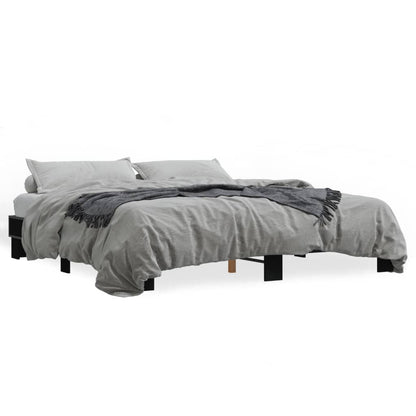 Bedframe bewerkt hout metaal zwart 200x200 cm