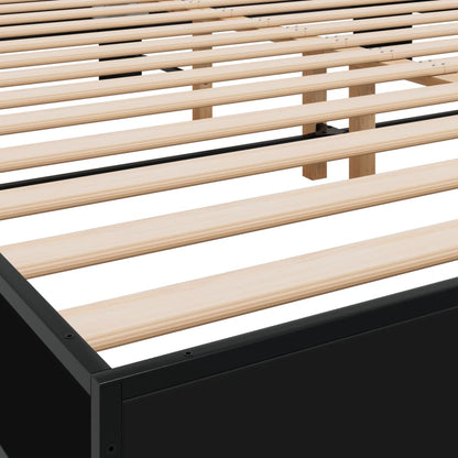 Bedframe bewerkt hout metaal zwart 200x200 cm