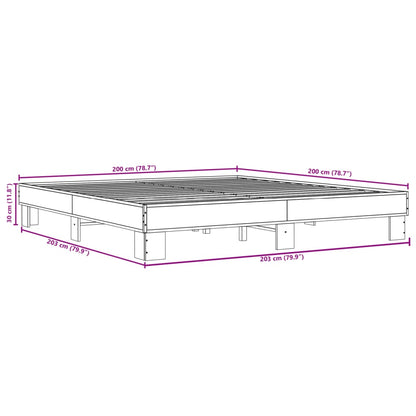 Bedframe bewerkt hout metaal zwart 200x200 cm
