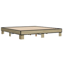 Bedframe bewerkt hout metaal sonoma eikenkleurig 200x200 cm