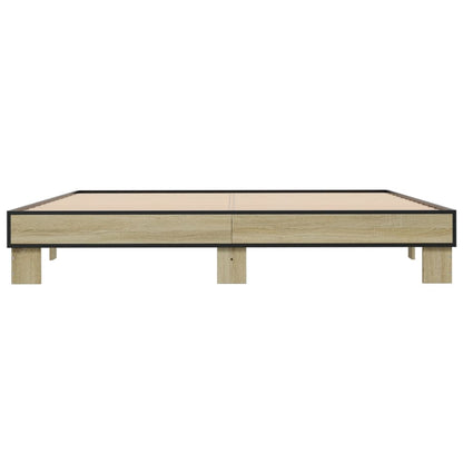 Bedframe bewerkt hout metaal sonoma eikenkleurig 200x200 cm