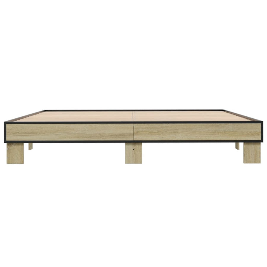 Bedframe bewerkt hout metaal sonoma eikenkleurig 200x200 cm