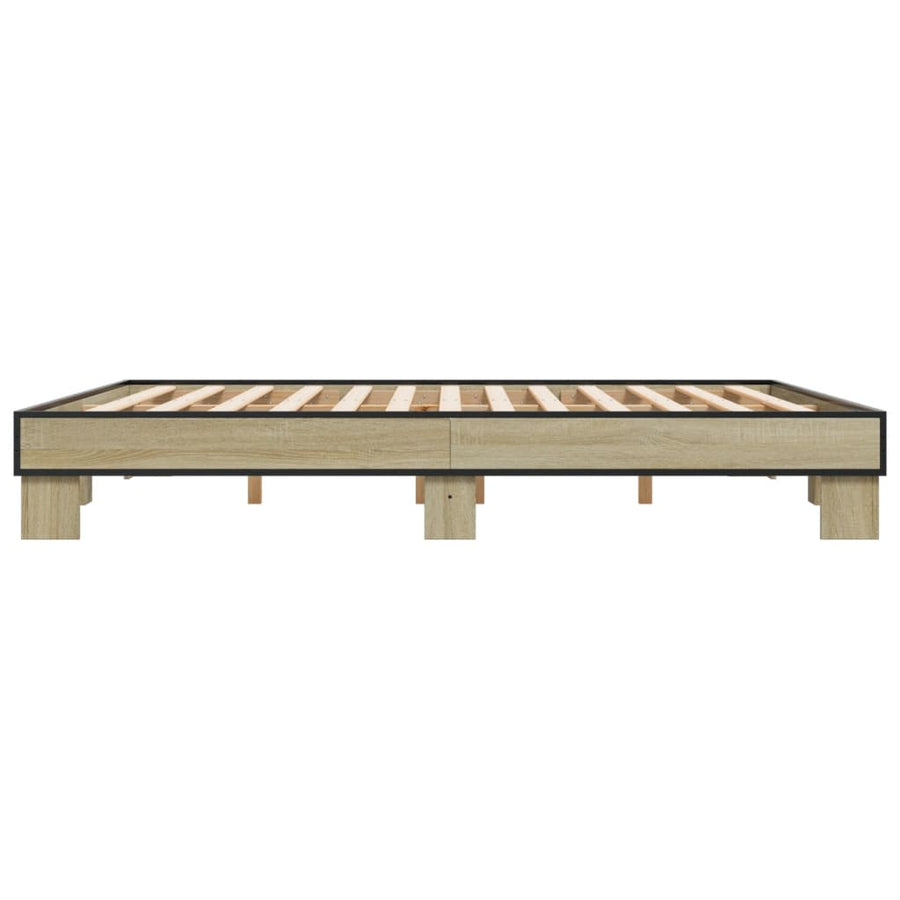 Bedframe bewerkt hout metaal sonoma eikenkleurig 200x200 cm