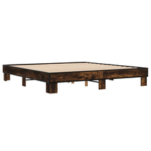 Bedframe bewerkt hout metaal gerookt eikenkleurig 200x200 cm