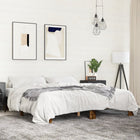 Bed frame carved wood metal smoked oak finish 200x200 cm