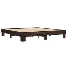 Bedframe bewerkt hout metaal bruin eikenkleur 200x200 cm