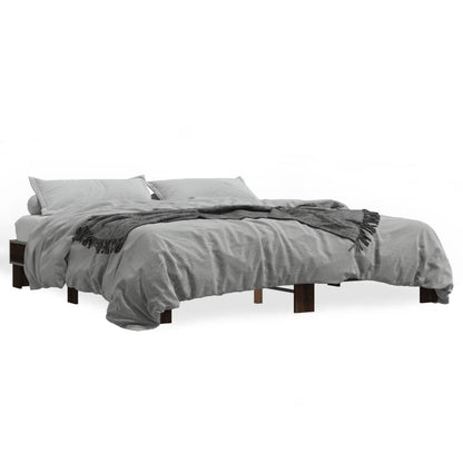 Bedframe bewerkt hout metaal bruin eikenkleur 200x200 cm