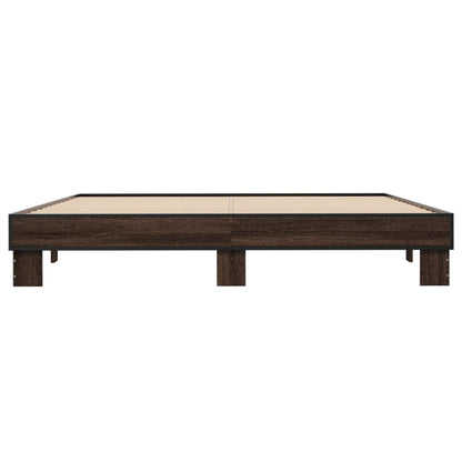 Bedframe bewerkt hout metaal bruin eikenkleur 200x200 cm