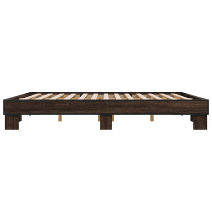 Bedframe bewerkt hout metaal bruin eikenkleur 200x200 cm