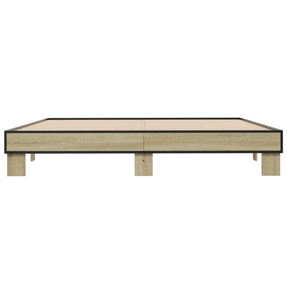 Bedframe bewerkt hout metaal sonoma eikenkleurig 160x200 cm