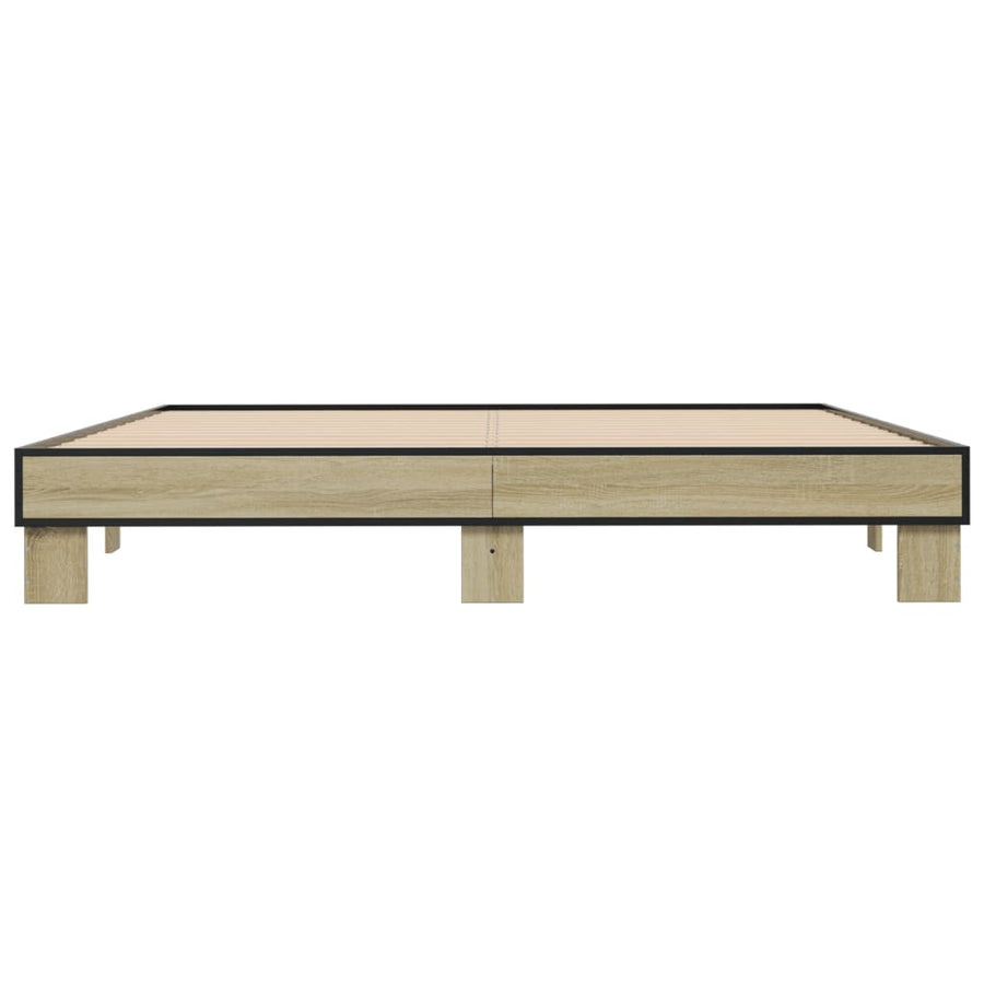 Bedframe bewerkt hout metaal sonoma eikenkleurig 160x200 cm