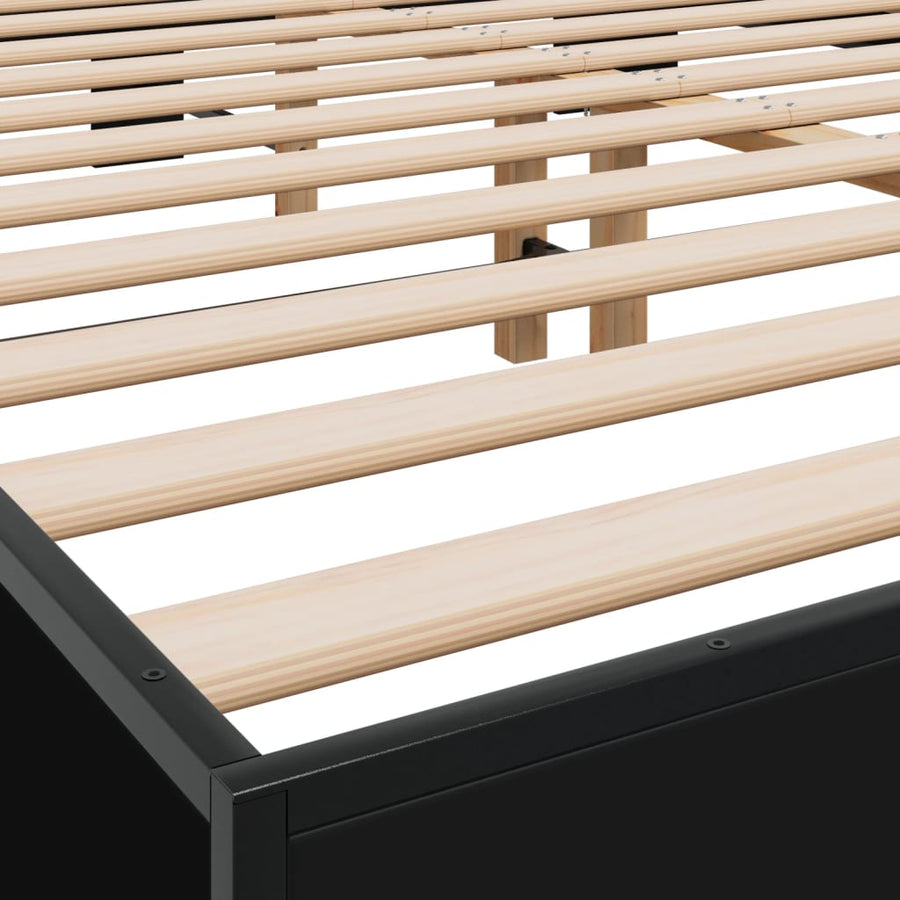 Bedframe bewerkt hout metaal zwart 150x200 cm