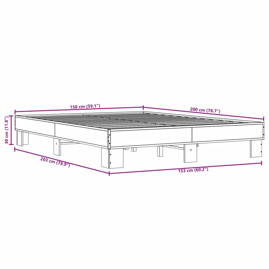 Bedframe bewerkt hout metaal zwart 150x200 cm