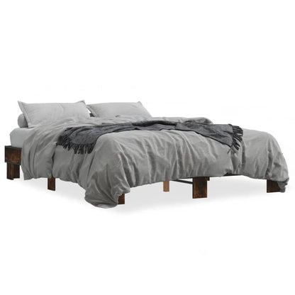 Bedframe bewerkt hout metaal gerookt eikenkleurig 150x200 cm