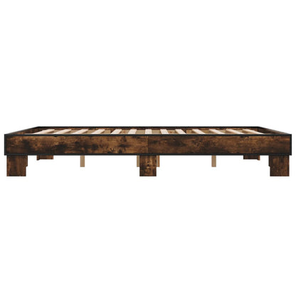 Bedframe bewerkt hout metaal gerookt eikenkleurig 150x200 cm
