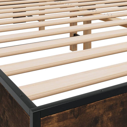 Bedframe bewerkt hout metaal gerookt eikenkleurig 150x200 cm