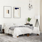 Bed frame carved wood metal smoked oak effect 150x200 cm