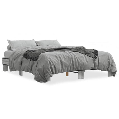 Bedframe bewerkt hout metaal grijs sonoma eiken 150x200 cm