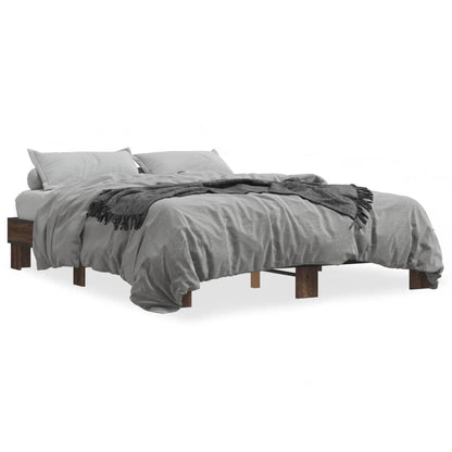 Bedframe bewerkt hout metaal bruin eikenkleur 150x200 cm
