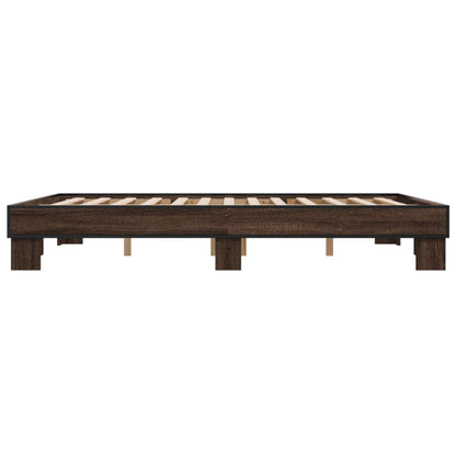 Bedframe bewerkt hout metaal bruin eikenkleur 150x200 cm