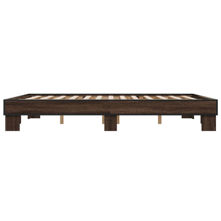 Bedframe bewerkt hout metaal bruin eikenkleur 150x200 cm