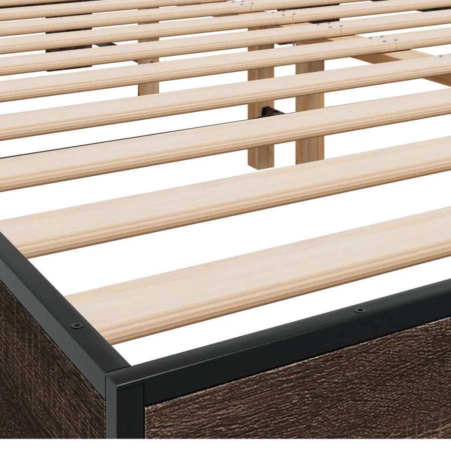 Bedframe bewerkt hout metaal bruin eikenkleur 150x200 cm