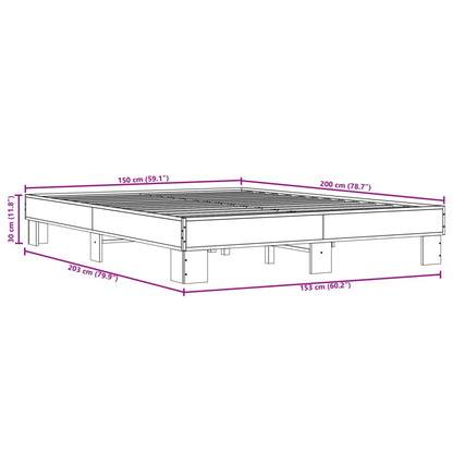 Bedframe bewerkt hout metaal bruin eikenkleur 150x200 cm