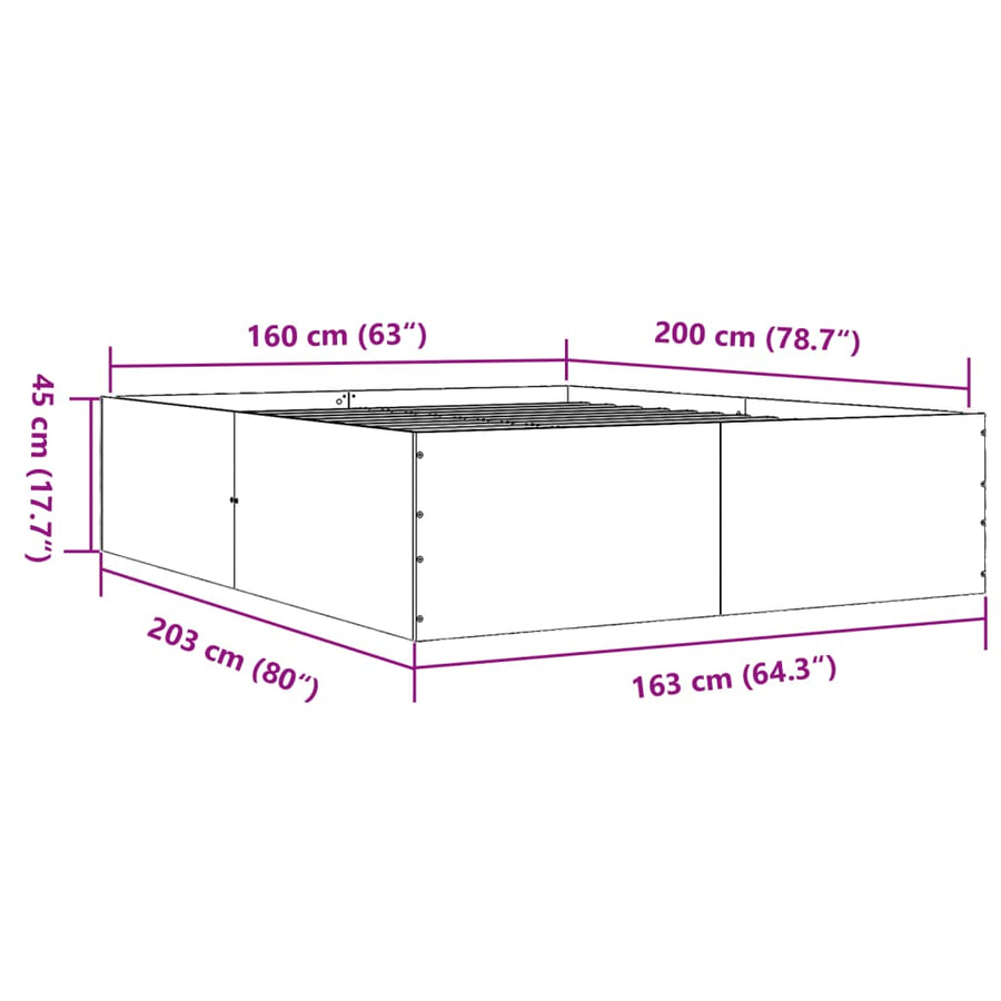 Bedframe bewerkt hout wit 160x200 cm