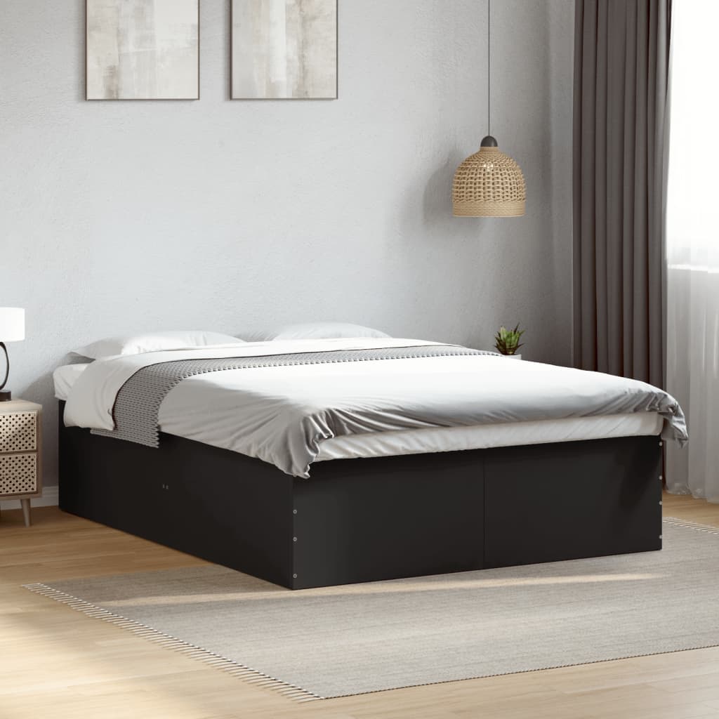 Bedframe bewerkt hout zwart 160x200 cm
