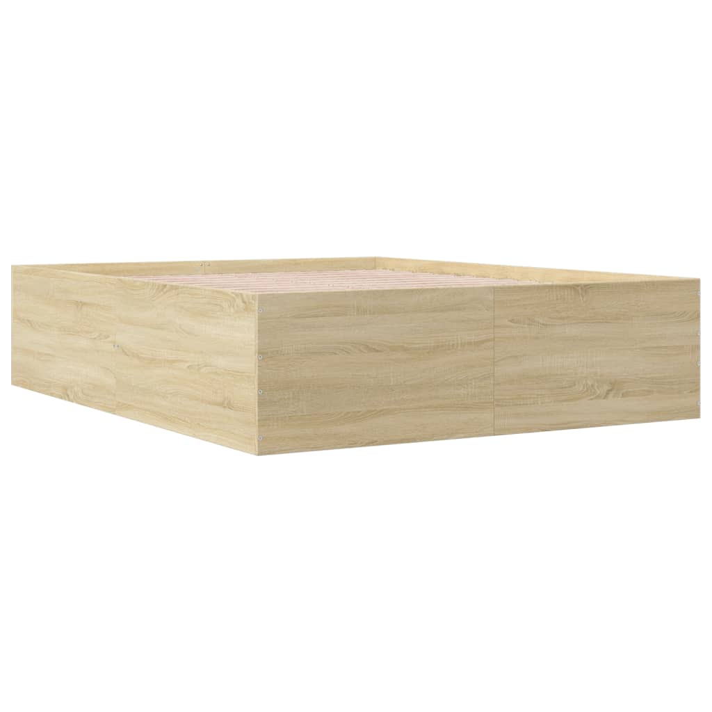 Bedframe bewerkt hout sonoma eikenkleurig 160x200 cm