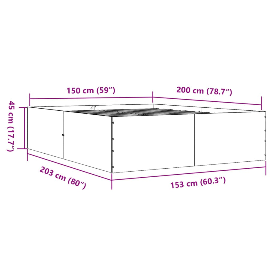 Bedframe bewerkt hout zwart 150x200 cm