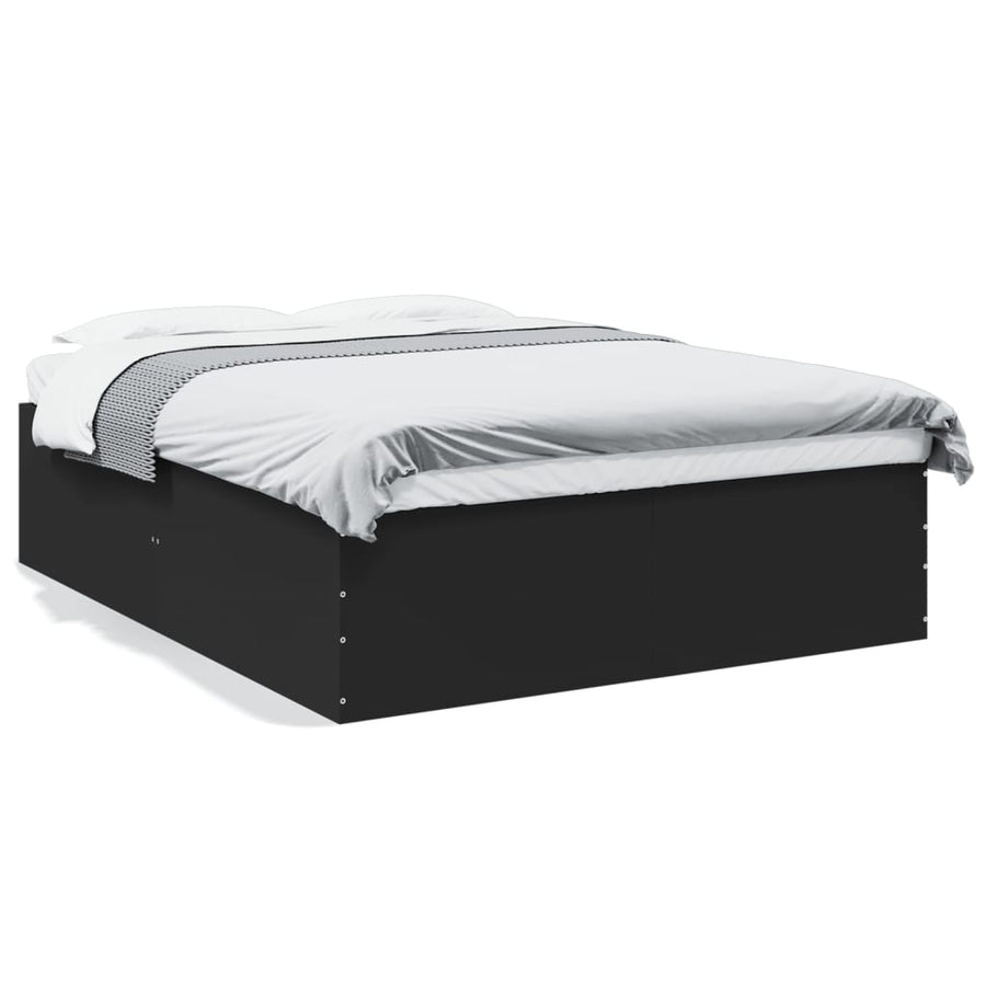 Bedframe bewerkt hout zwart 150x200 cm