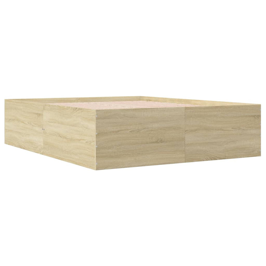 Bedframe bewerkt hout sonoma eikenkleurig 150x200 cm