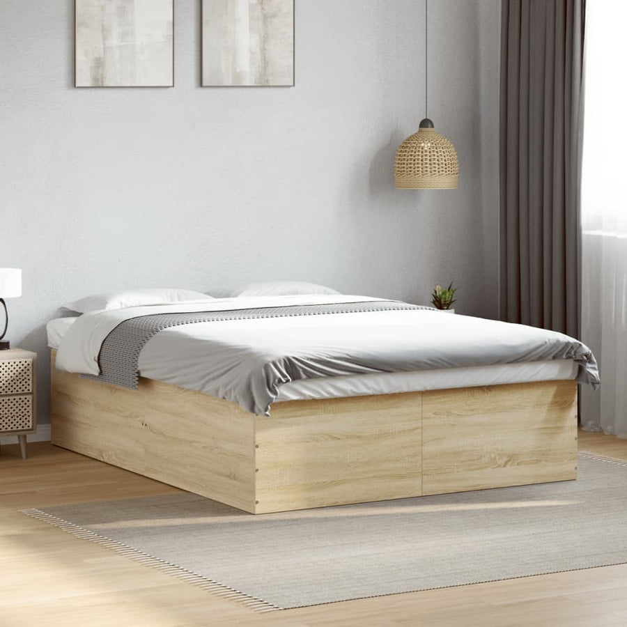 Bedframe bewerkt hout sonoma eikenkleurig 150x200 cm