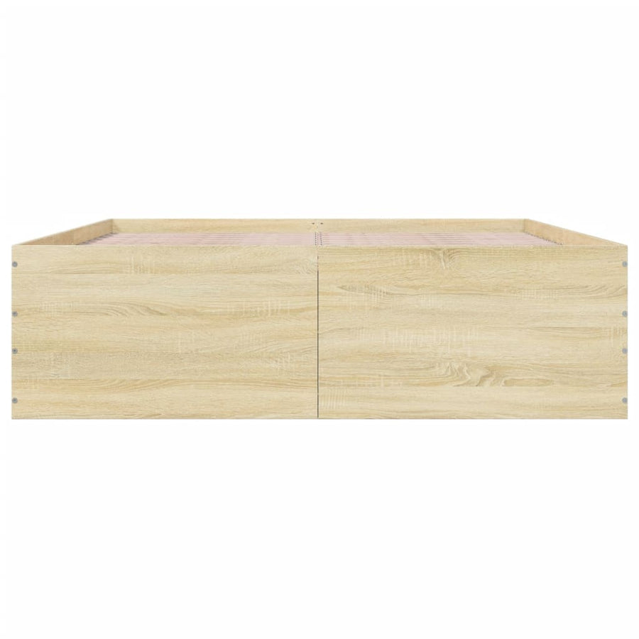 Bedframe bewerkt hout sonoma eikenkleurig 150x200 cm