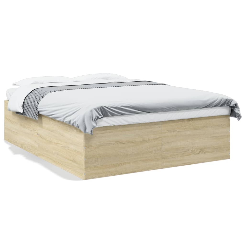 Bedframe bewerkt hout sonoma eikenkleurig 150x200 cm