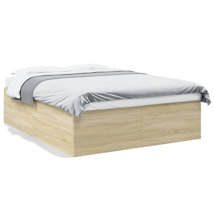 Bedframe bewerkt hout sonoma eikenkleurig 150x200 cm