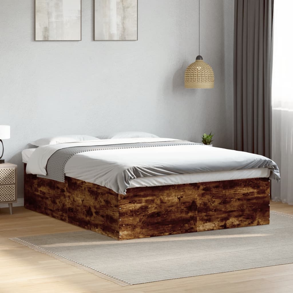 Bedframe bewerkt hout gerookt eikenkleurig 150x200 cm