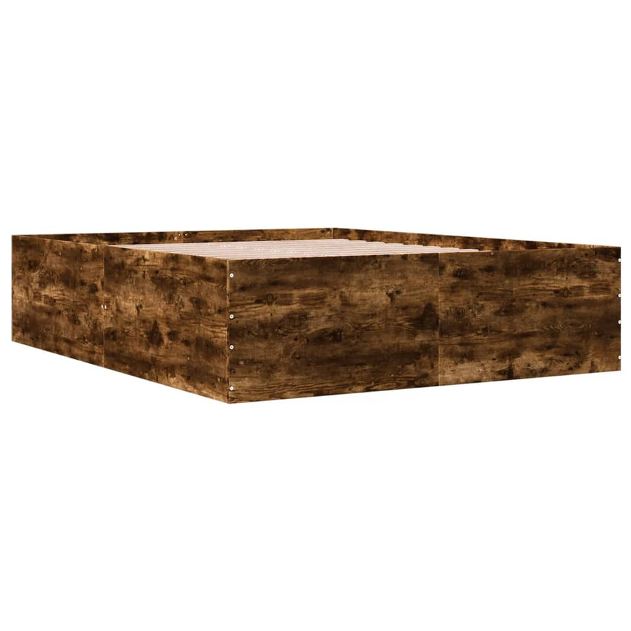Bedframe bewerkt hout gerookt eikenkleurig 150x200 cm