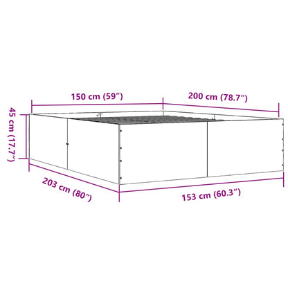 Bedframe bewerkt hout gerookt eikenkleurig 150x200 cm