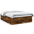 Bed frame carved smoked oak finish 150x200 cm