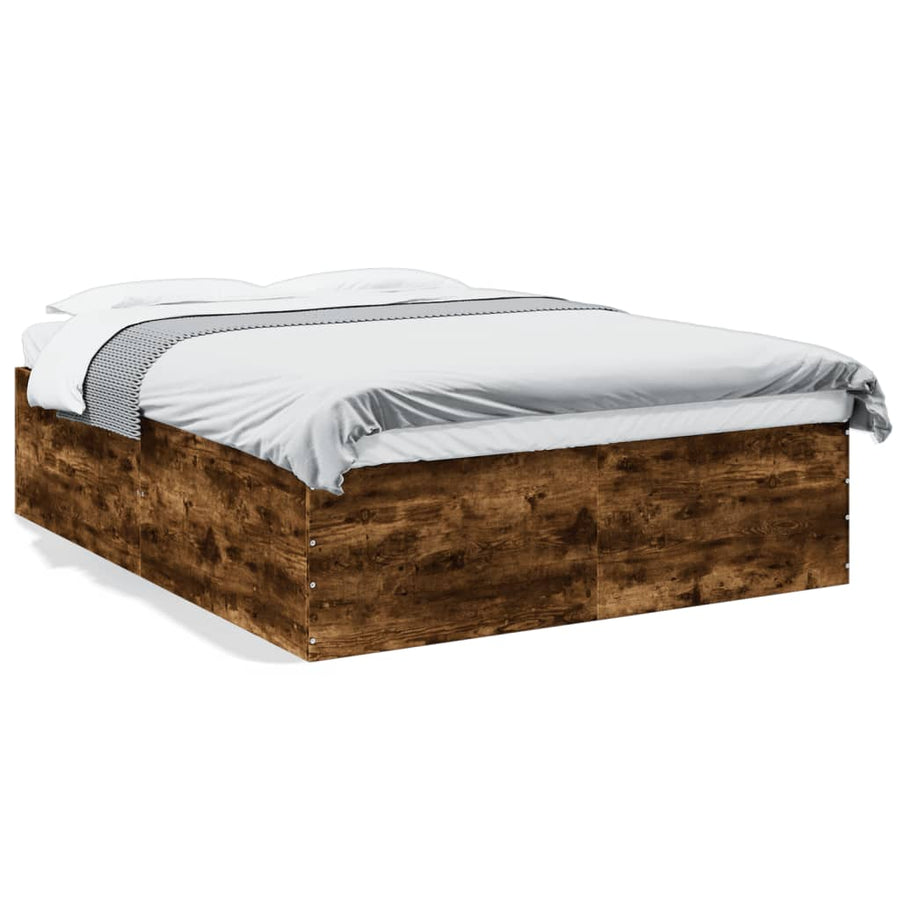 Bedframe bewerkt hout gerookt eikenkleurig 150x200 cm