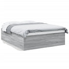 Bed frame carved wood grey Sonoma oak coloured 150x200 cm