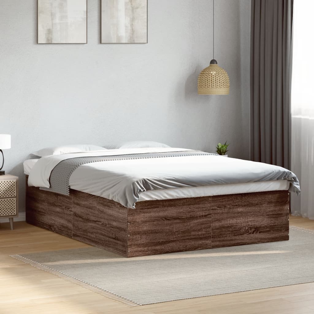 Bedframe bewerkt hout bruin eikenkleur 150x200 cm