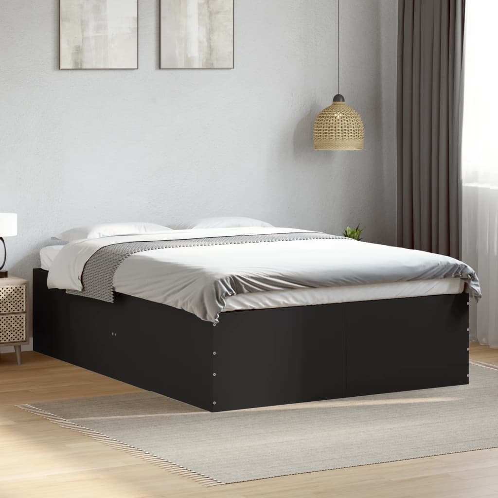 Bedframe bewerkt hout zwart 140x200 cm