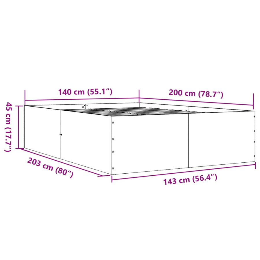 Bedframe bewerkt hout sonoma eikenkleurig 140x200 cm
