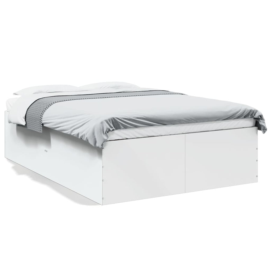 Bedframe LED massief hout wit 120x200 cm
