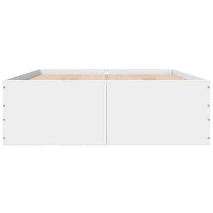 Bedframe LED massief hout wit 120x200 cm